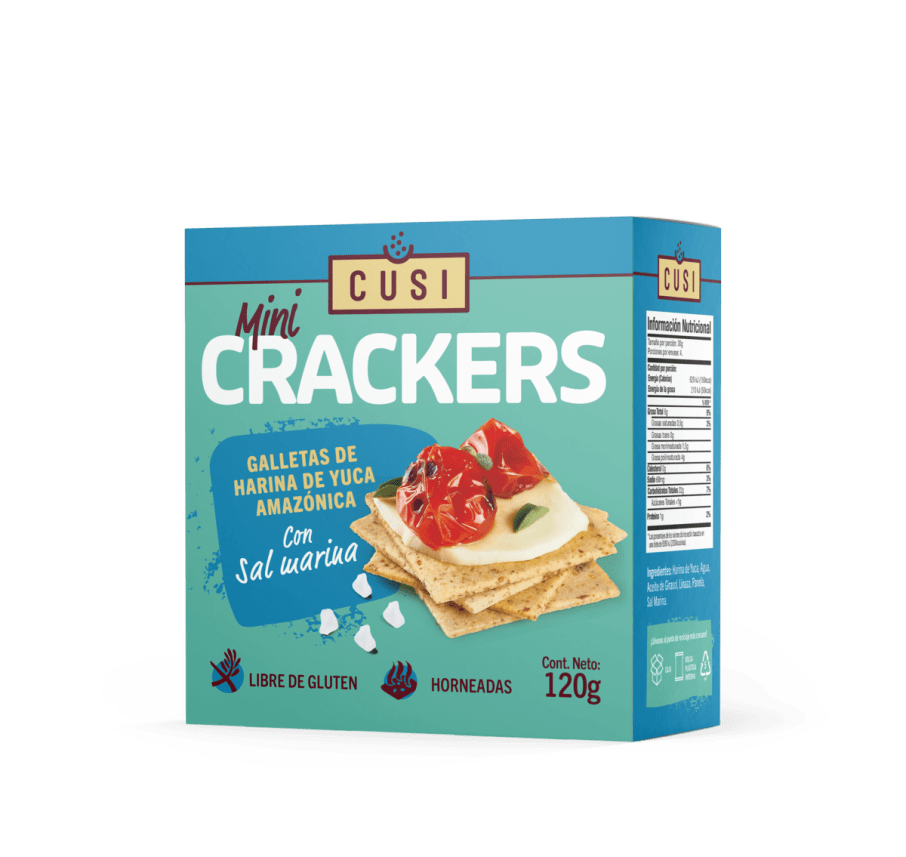 Crackers de yuca y sal marina 120 gramos Marca Cusi