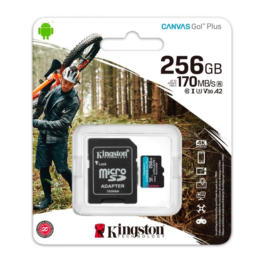 MICRO SD KINGSTON 256GB R170 MB/S W70 C10+ADP