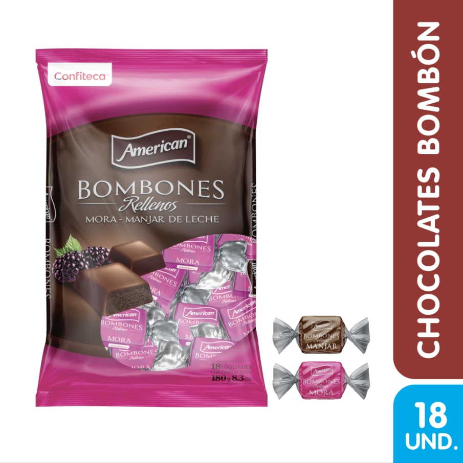 AMERICAN BOMBONES RELLENOS SURT MORA-MANJAR 20X20 RV1
