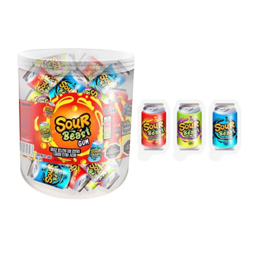 SOUR BEAST LATA CHICLE CON POLVO EXTRA ÁCIDO 10G