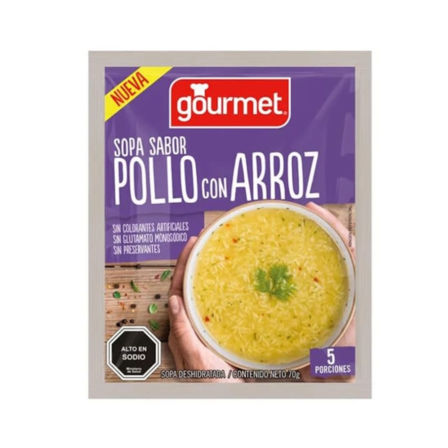 SOPA SABOR POLLO CON ARROZ 70g GOURMET