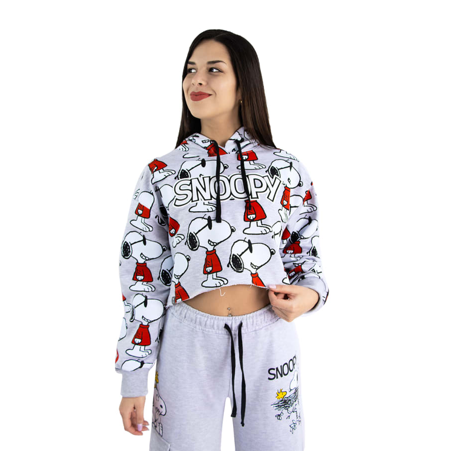 POLERA SEMICROP SNOOPY MUJER HUESO JASPE