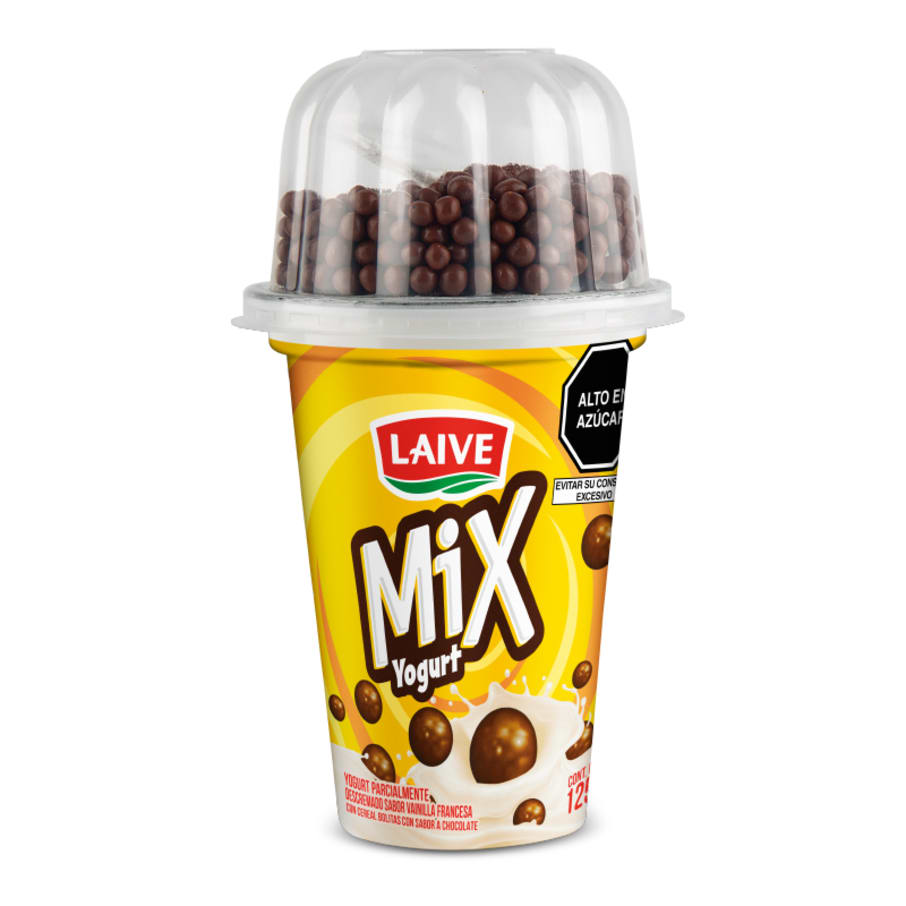 Yogurt Laive mix sabor vainilla c/cereal bolitas con sabor chocolatevaso 125g