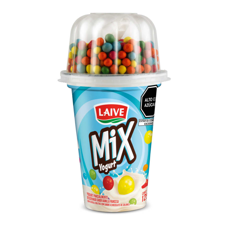 Yogurt Laive mix sabor vainilla c/cereal bolitas de colores con sabor achocolate vaso 125g