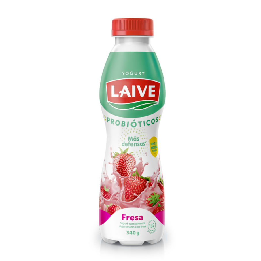 Yogurt probiótico Laive fresa botella 340g