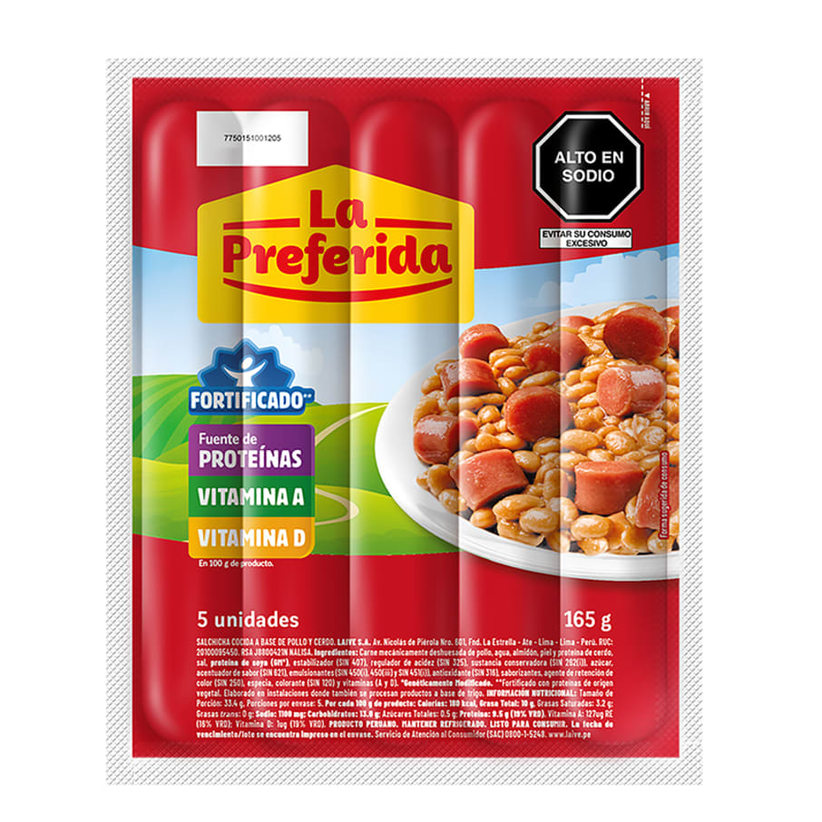 Salchicha con pollo La Preferida paquete 165g