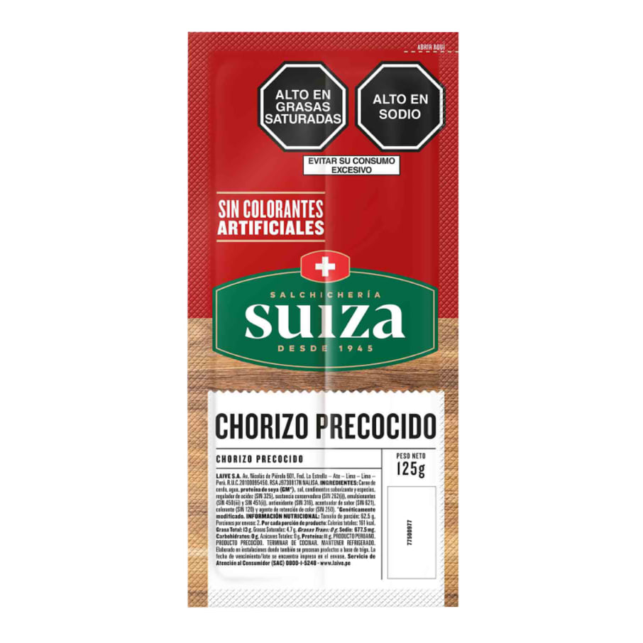 Chorizo precocido Suiza paquete 2un