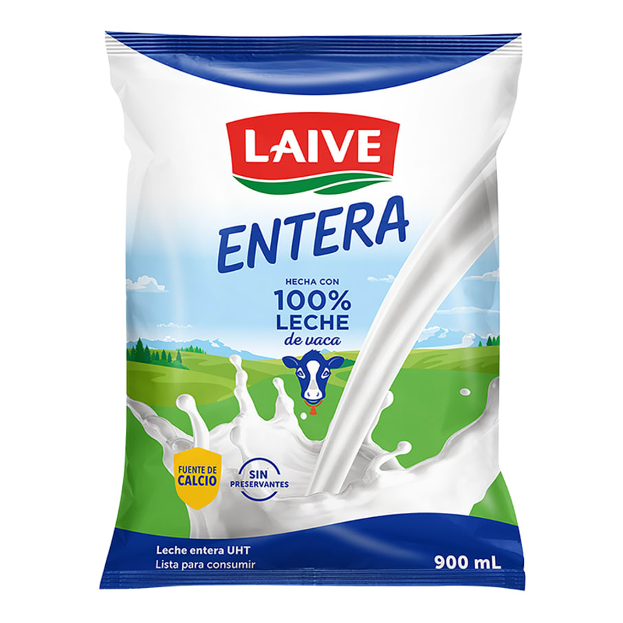Leche entera Laive bolsa 900ml