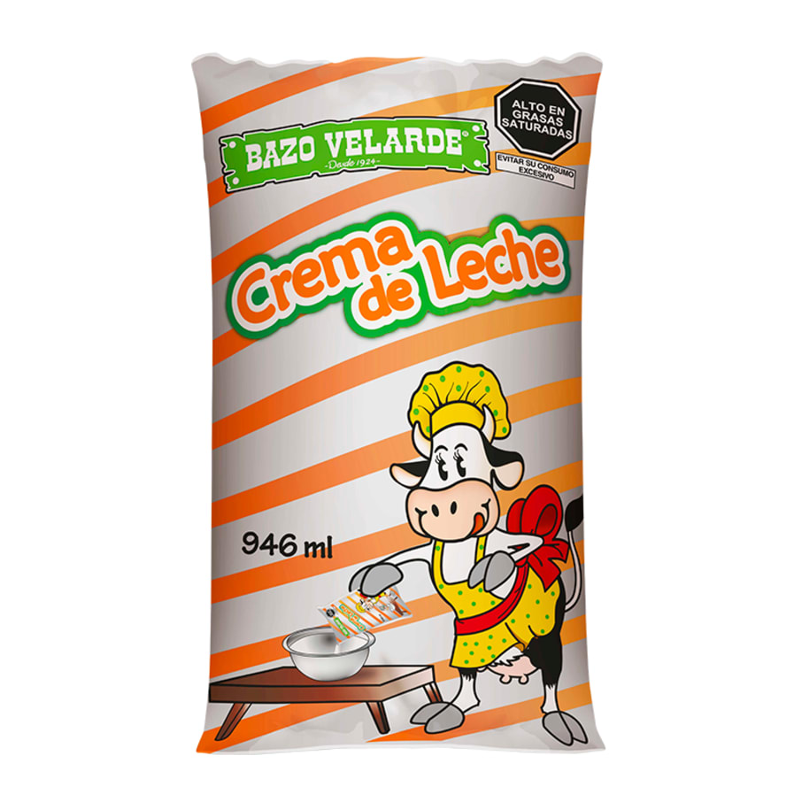 Crema de leche Bazo Velarde bolsa 946ml