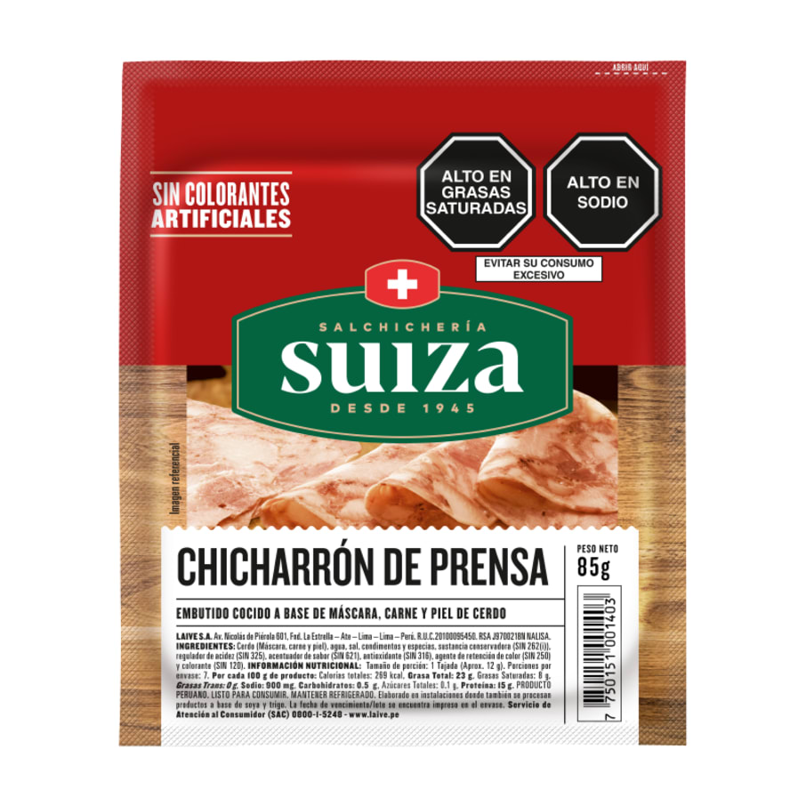 Chicharrón de prensa Suiza paquete 85g