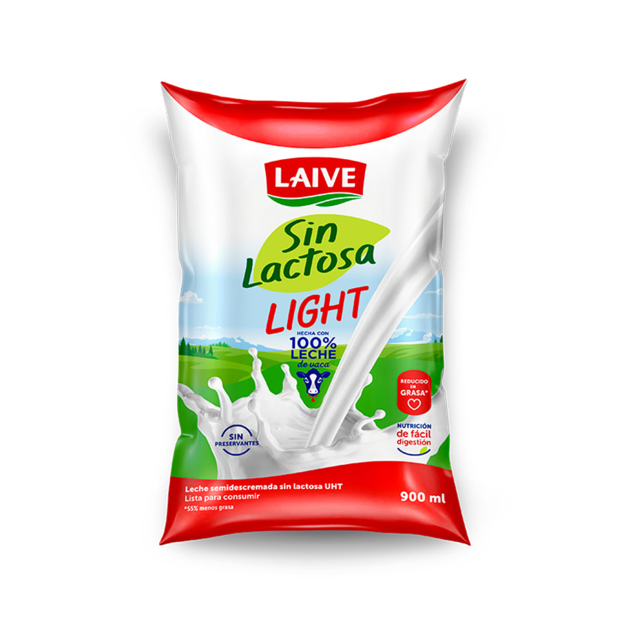 Leche uht Laive sin lactosa light bolsa 900ml