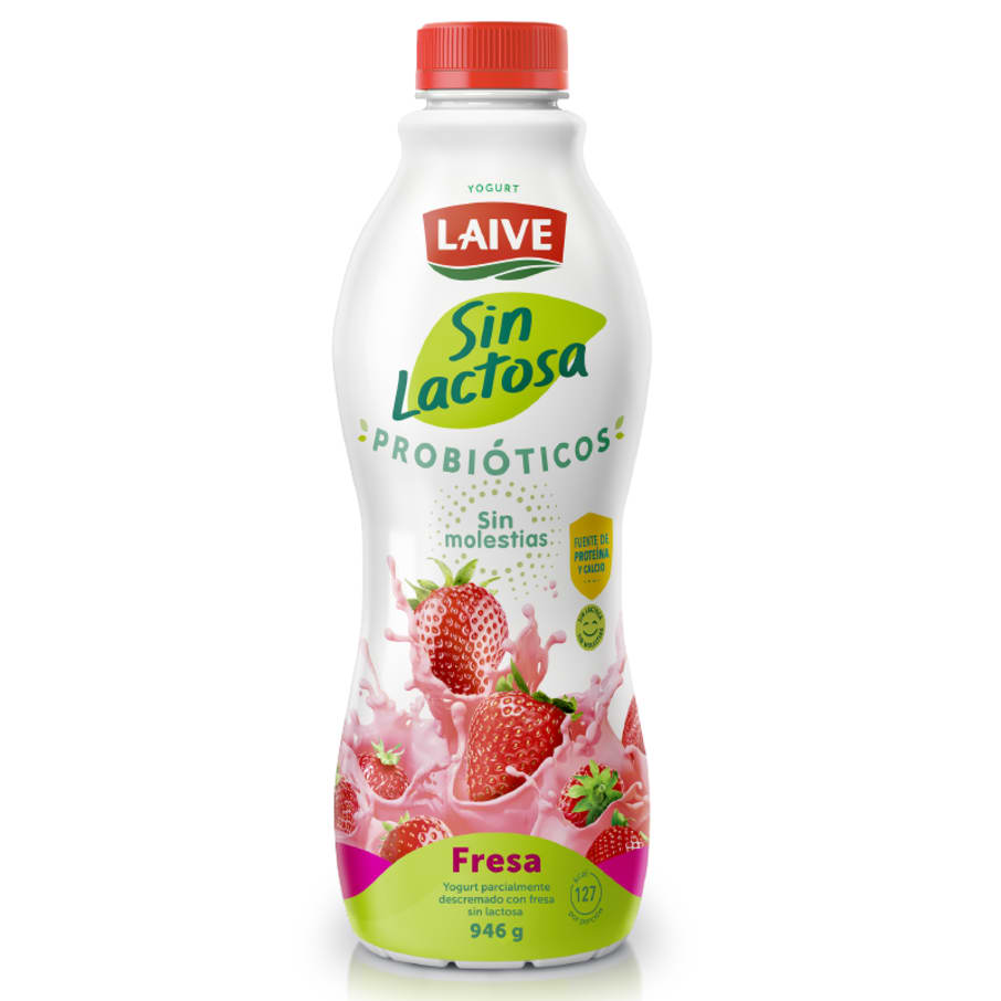 Yogurt sin lactosa probiótico Laive fresa botella 946g