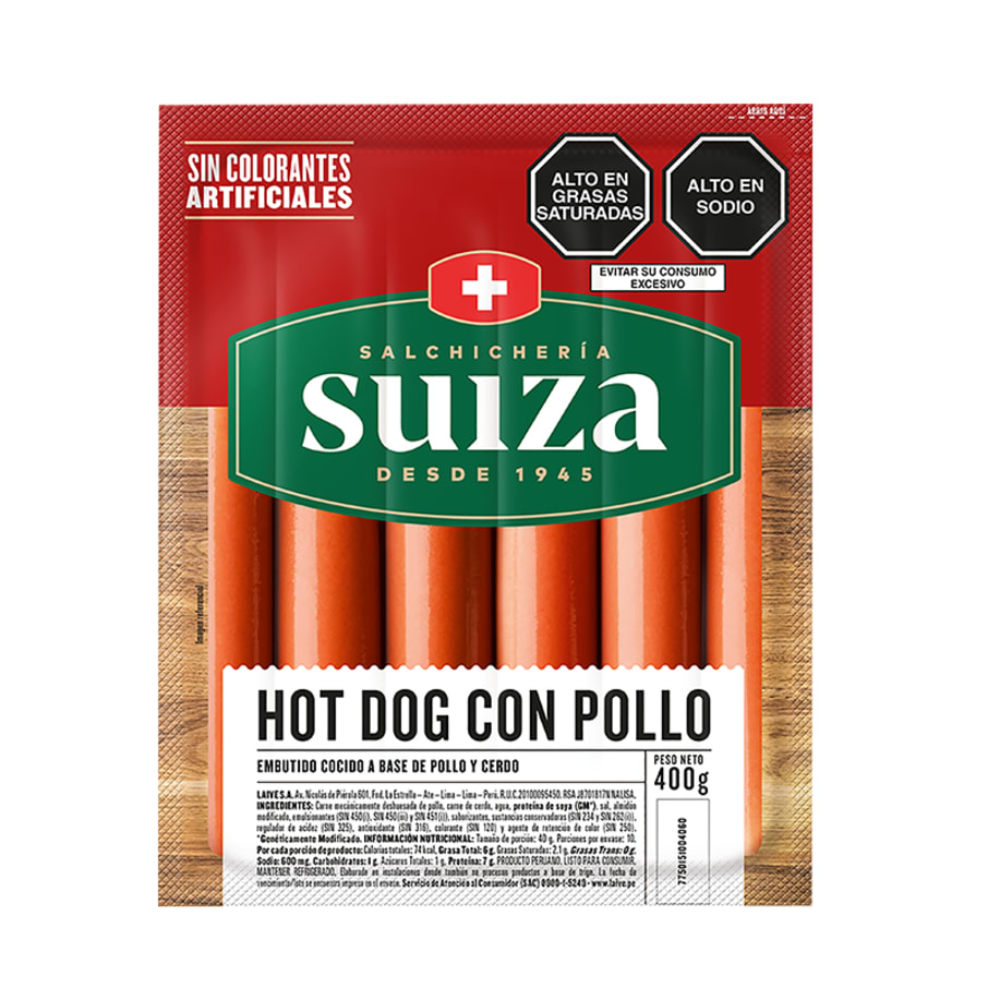 Hot dog Suiza paquete 400g