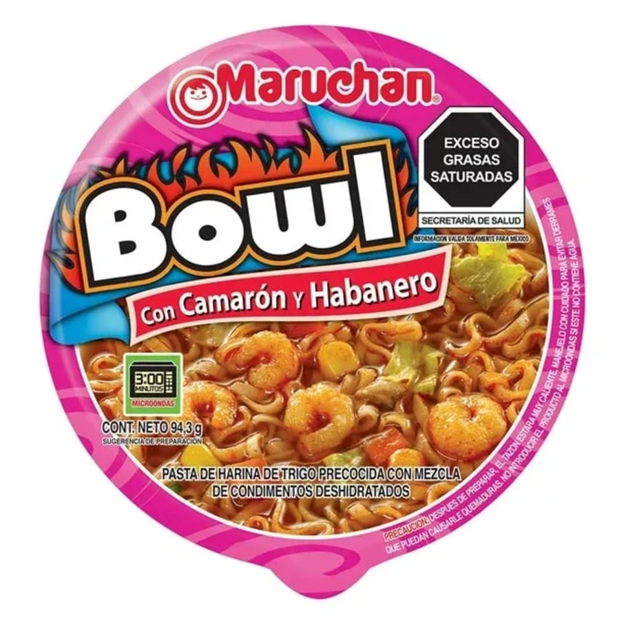 Sopa Inst. Maruchan Bowl Sabor Camaron Con Habanero 94.3 Grs