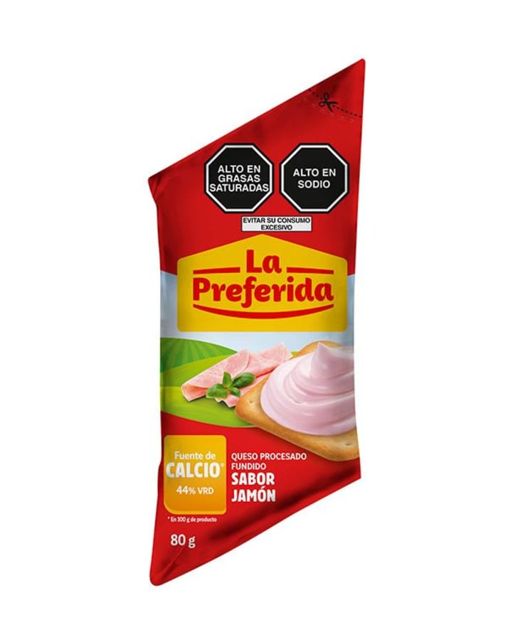 Crema de queso La Preferida sabor jamón sachet 80g