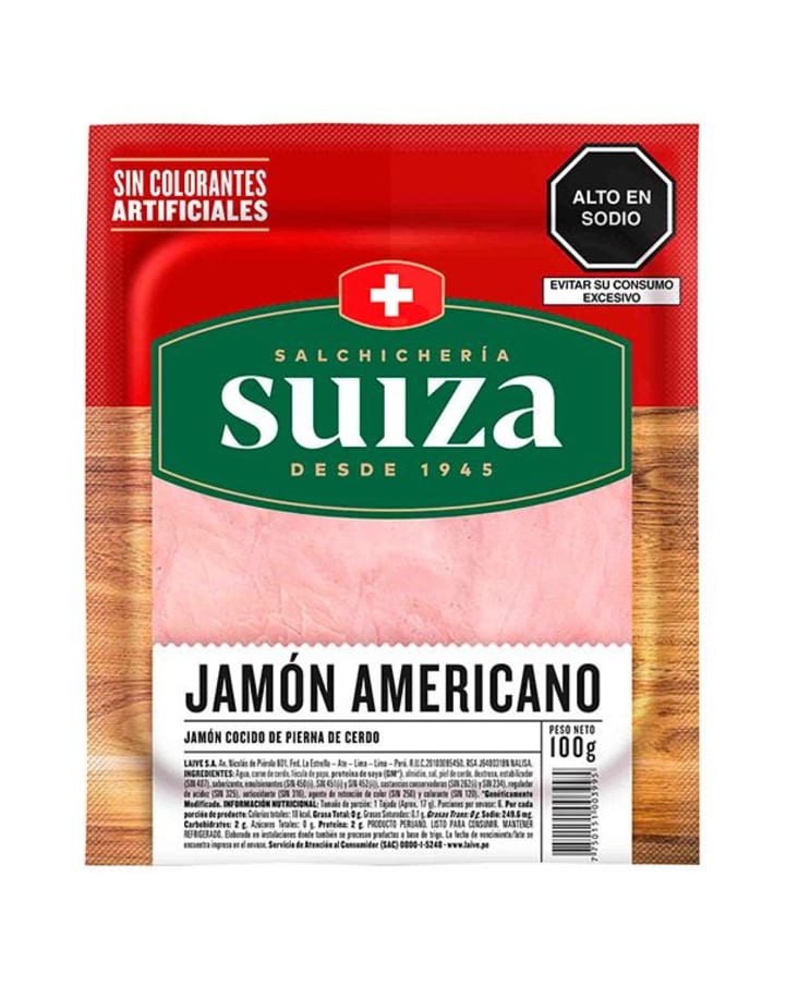 Jamón americano Suiza paquete 100g
