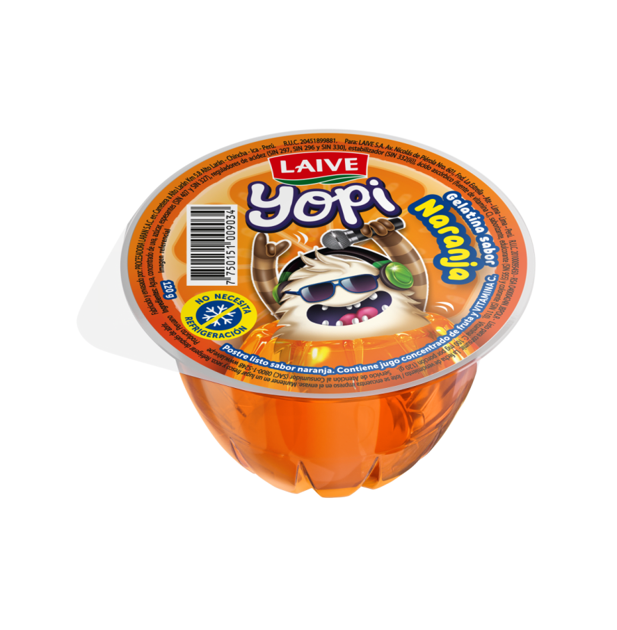 Gelatina sabor naranja Laive Yopi 120g