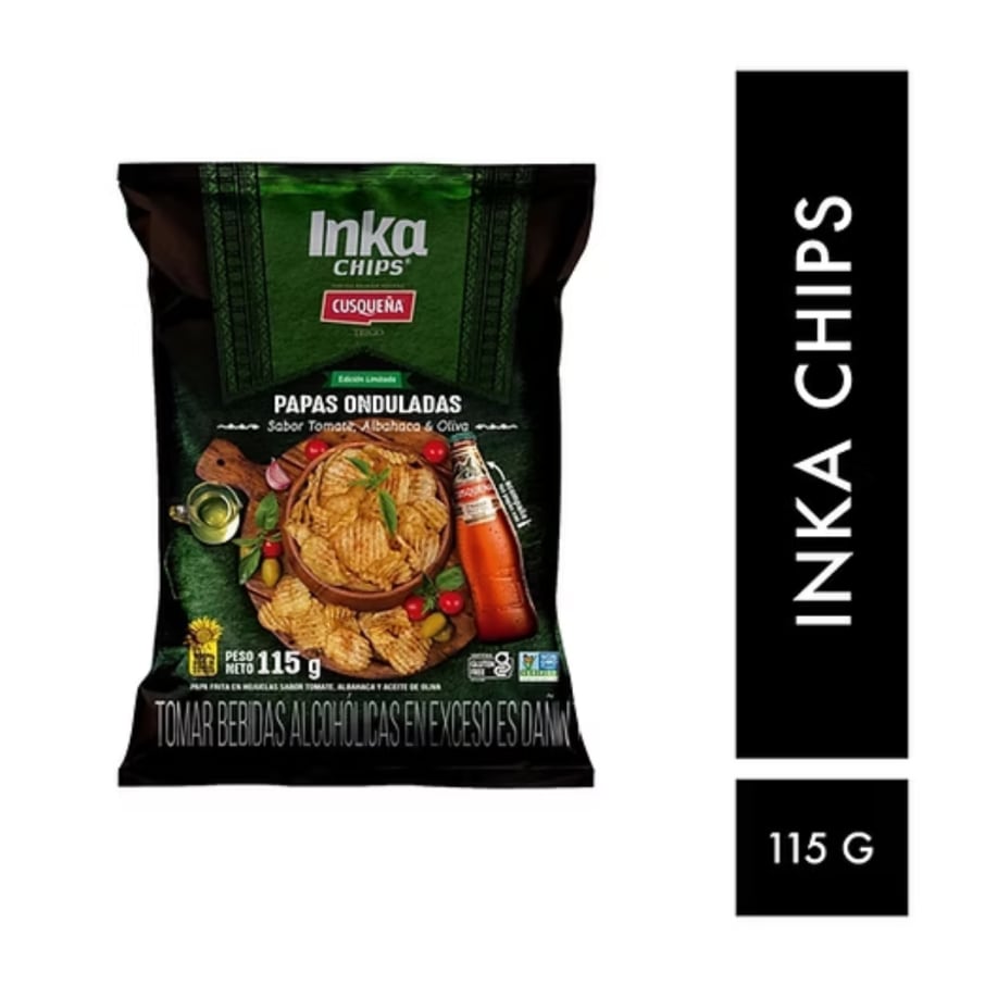 Inka Chips Papa Frita Ondulada Tomate Albahaca Y Oliva (115g)