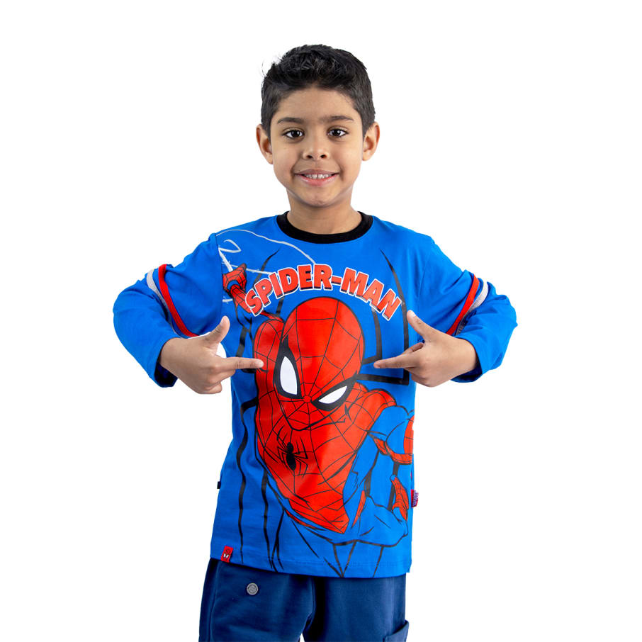 POLO MODA MANGA LARGA SPIDERMAN NIÑO AZUL