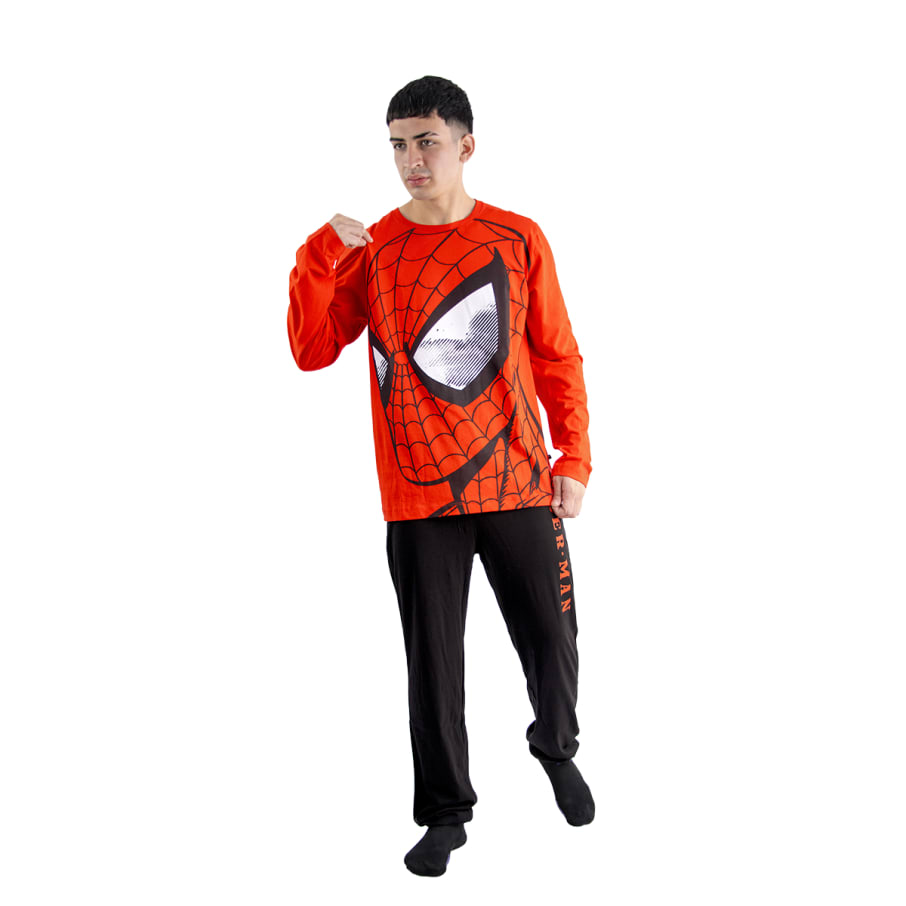 PIJAMA POLO ML Y PANTALON SPIDERMAN HOMBRE ROJO