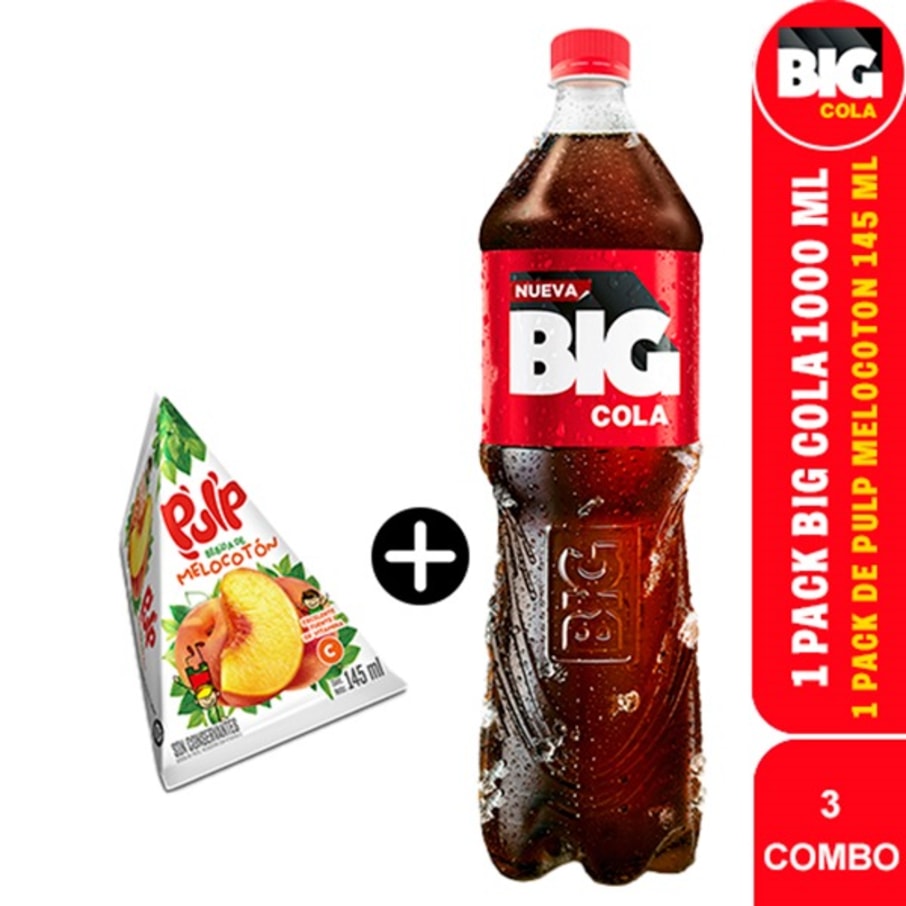 COMBO 1 PACK BIG COLA 1000 ML - 1 PACK PULP MANZANA  PET 145 ML