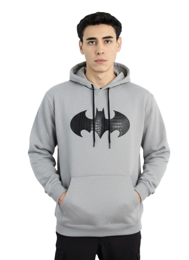 POLERA CON CAPUCHA HOMBRE BATMAN HUESO JASPE