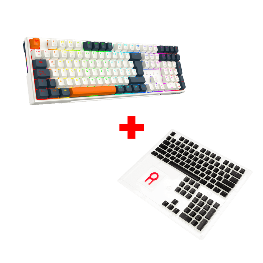 Teclado Redragon TRUNDLE K668WBO-RGB Spanish + Keycaps Redragon SCARAB, Spanish A130B-SP BLACK