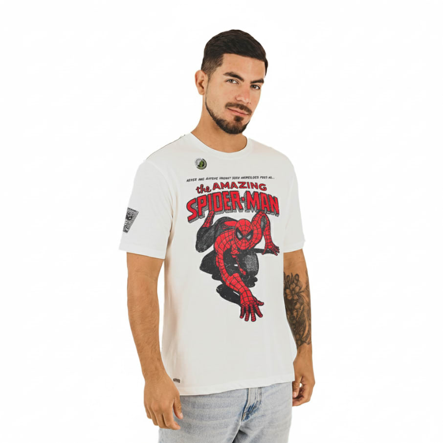 POLO MC SPIDERMAN HOMBRE MARFIL