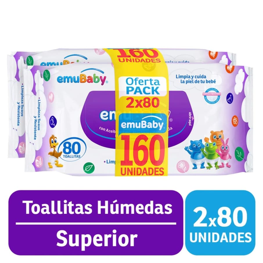 Emuwipes Toall.Humedas S Pack 2x1 80 Un.