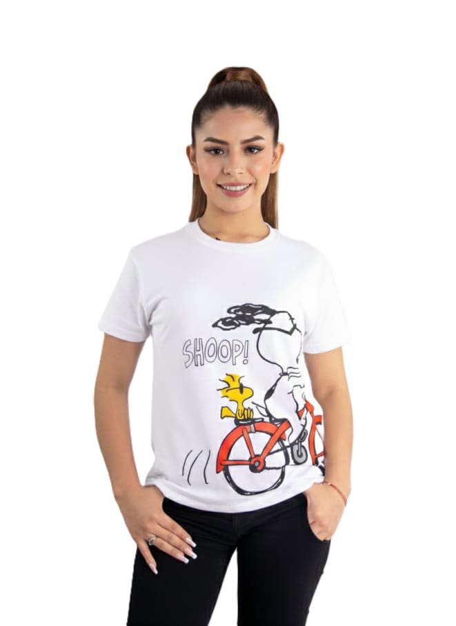 POLO BAS MC SNOOPY BLANCO