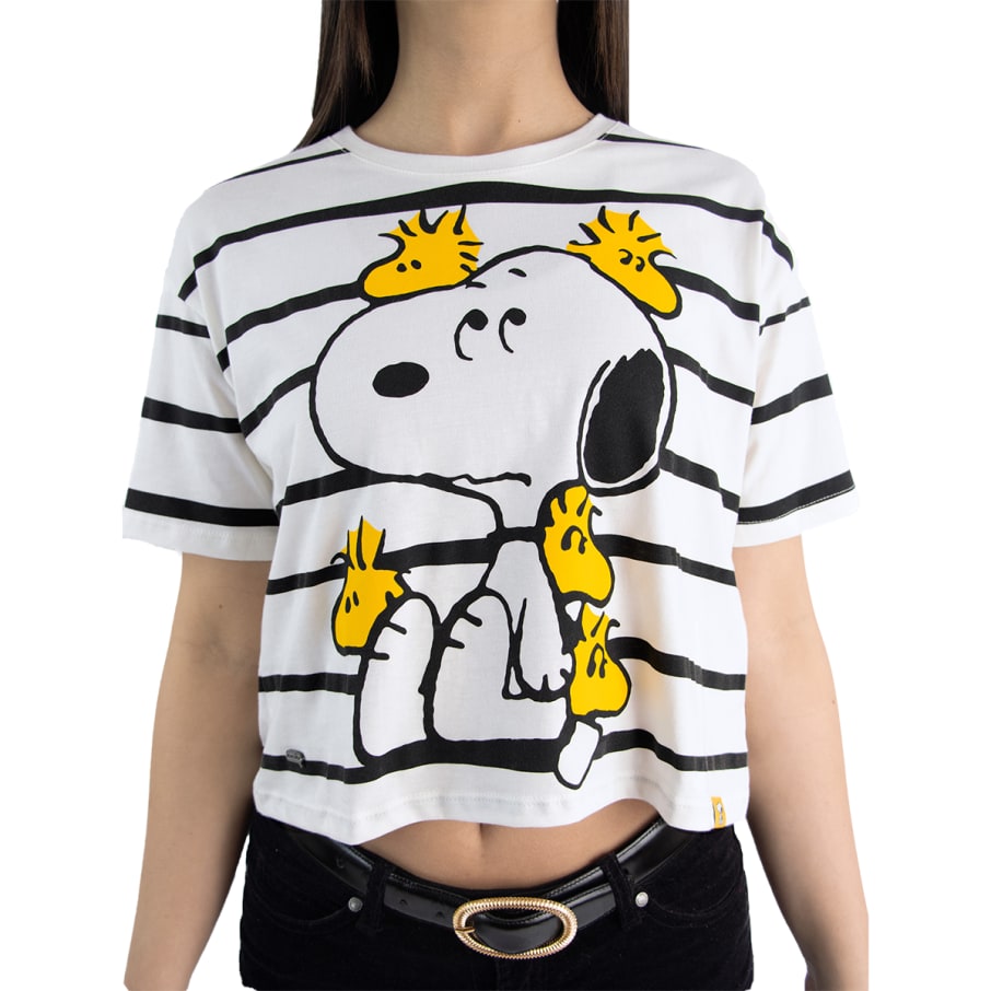 POLO CROP MC MUJER MARFIL SNOOPY