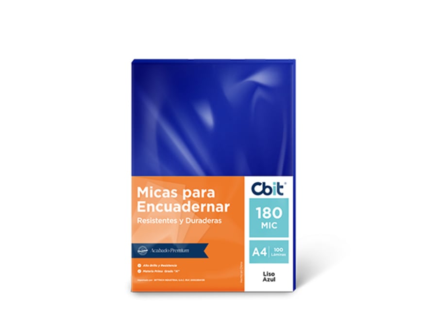 CIENTO CUBIERTA PLASTICA A4 LISO AZUL - PNX