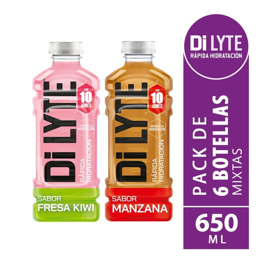 PACK DILYTE SABORES MIXTOS - DILYTE FRESA KIWI PET NO RETORNABLE 650 ML 3 +DILYTE MANZANA PET NO RETORNABLE 650 ML 3                             