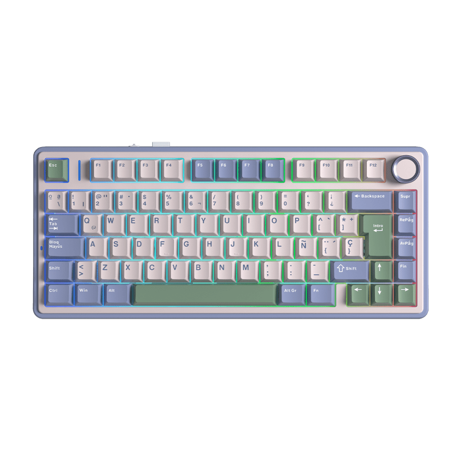 Teclado Aula F75 RGB Inalambrico Español PURPLE/BEIGE/GREEN - REAPER SWITCH