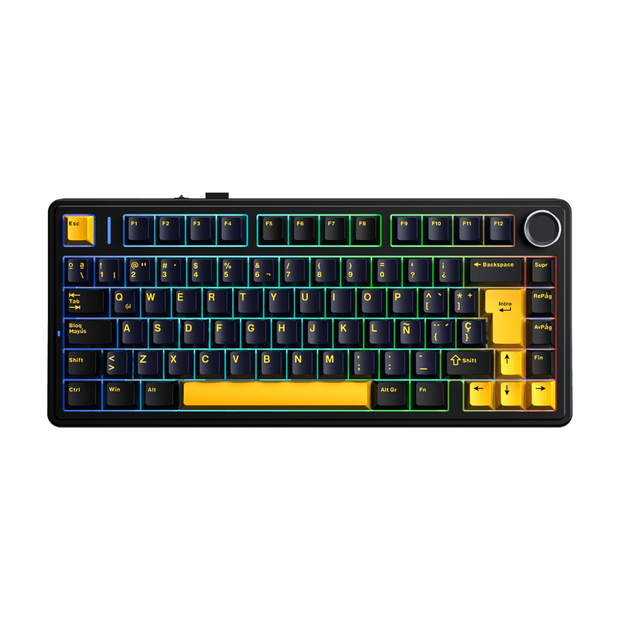 Teclado Aula F75 RGB Inalambrico Español BLACK/YELLOW - REAPER SWITCH