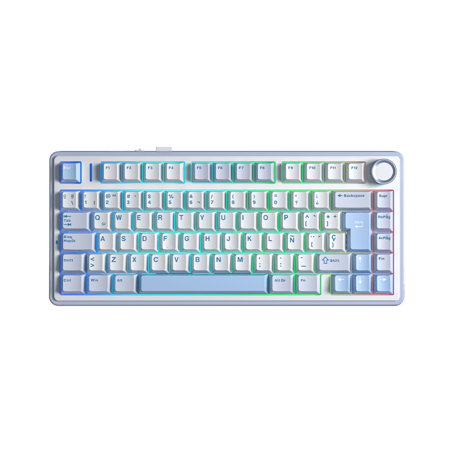 Teclado Aula F75 RGB Inalambrico Español WHITE/CYAN - REAPER SWITCH