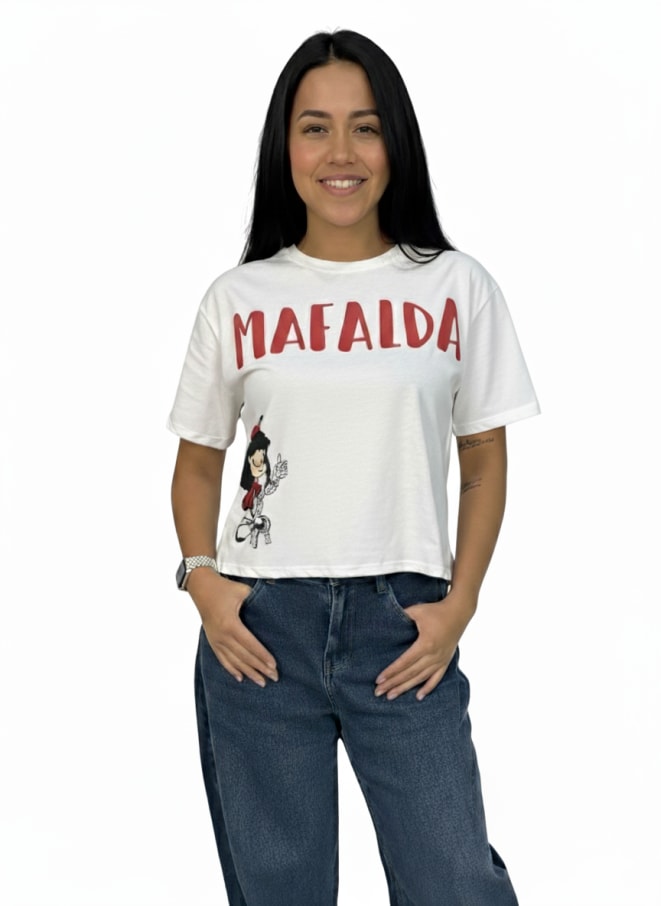 POLO CROP MC MUJER MARFIL MAFALDA