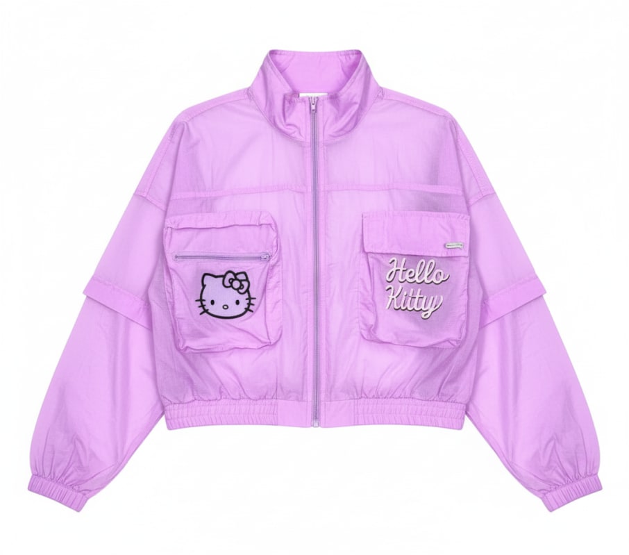 CASACA CORTAVIENTO MUJER LILA HELLO KITTY