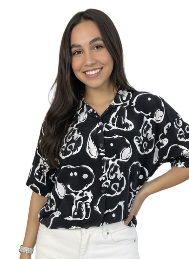 BLUSA MC DAMA SNOOPY NEGRO