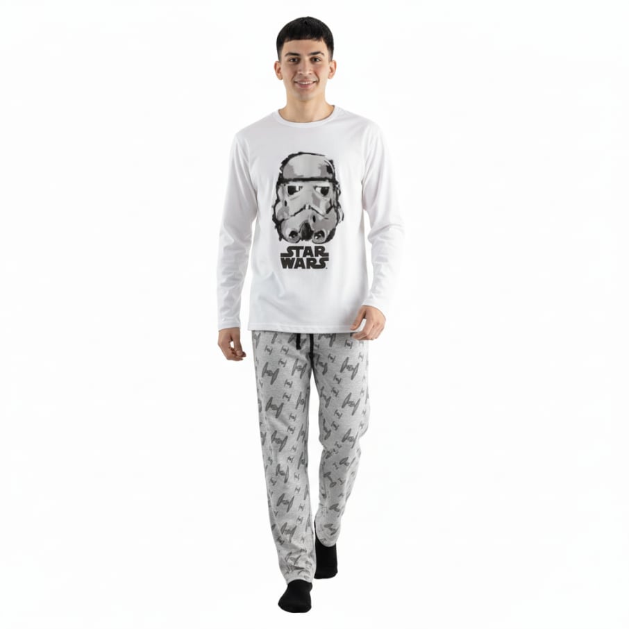 PIJAMA POLO ML Y PANTALON STAR WARS HOMBRE BLANCO