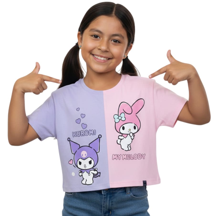 POLO MODA MANGA CORTA NIÑA KUROMI MIXTO ALGODÓN