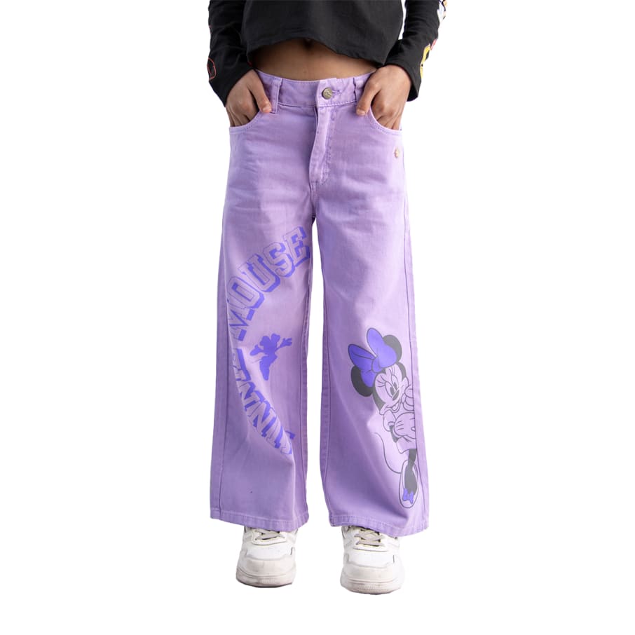 PANTALON DRILL MODA MINNIE MOUSE LILA NIÑA