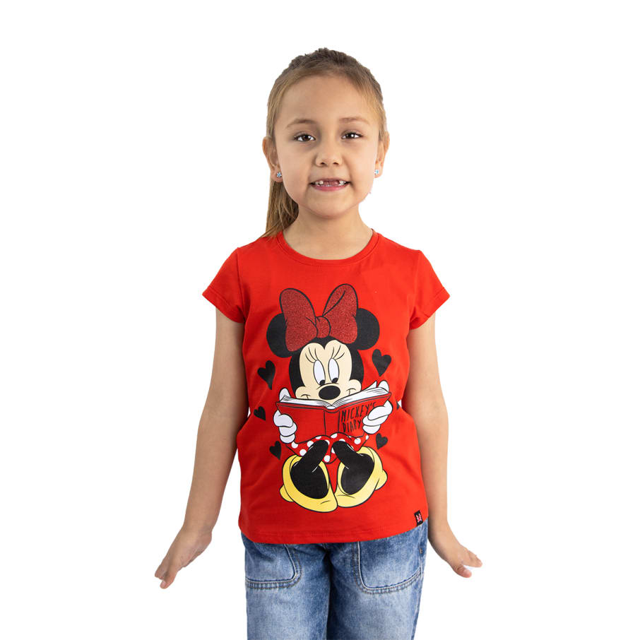 POLO MANGA CORTA NIÑA MINNIE MOUSE ROJO ALGODÓN