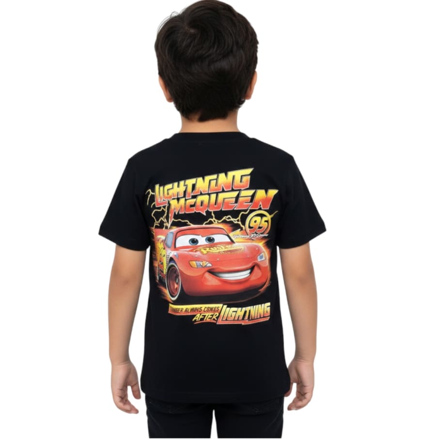 POLO MANGA CORTA NIÑO CARS NEGRO ALGODÓN