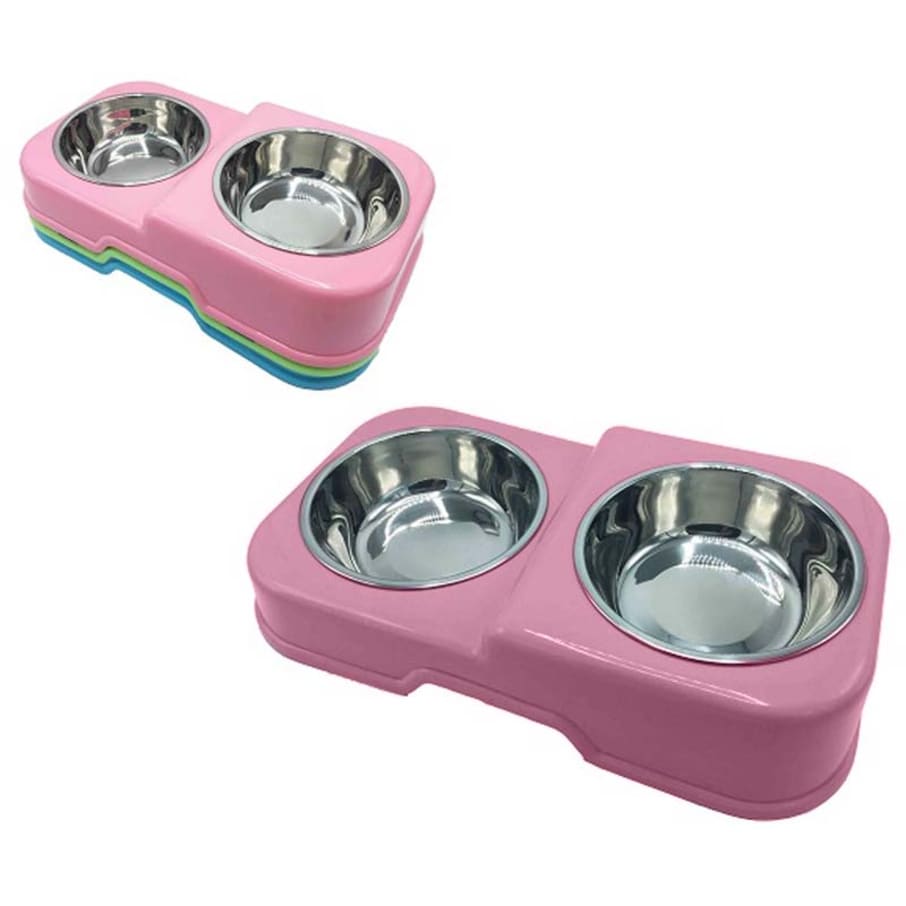 PLATO P/PERRO ROSADO MEDIANO X2 CUADRADO BASIC