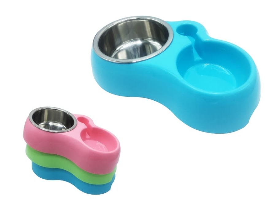 PLATO P/PERRO CELESTE PEQ SIN BOTELLA C/BEBEDE