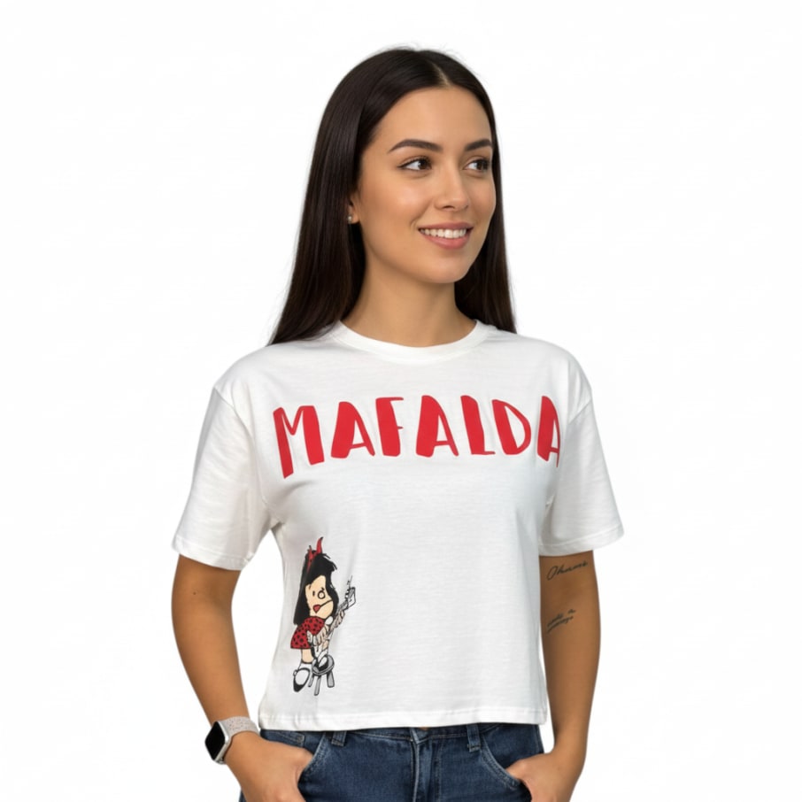 POLO CROP MC MUJER MARFIL MAFALDA