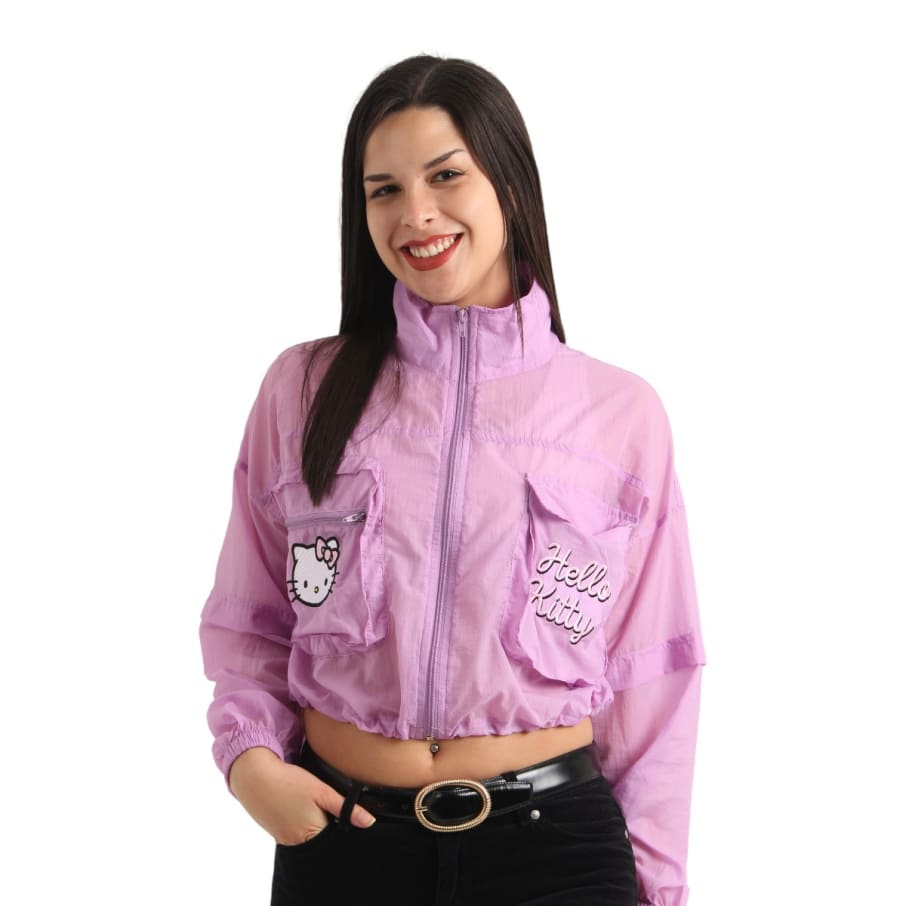 CASACA CORTAVIENTO MUJER LILA HELLO KITTY