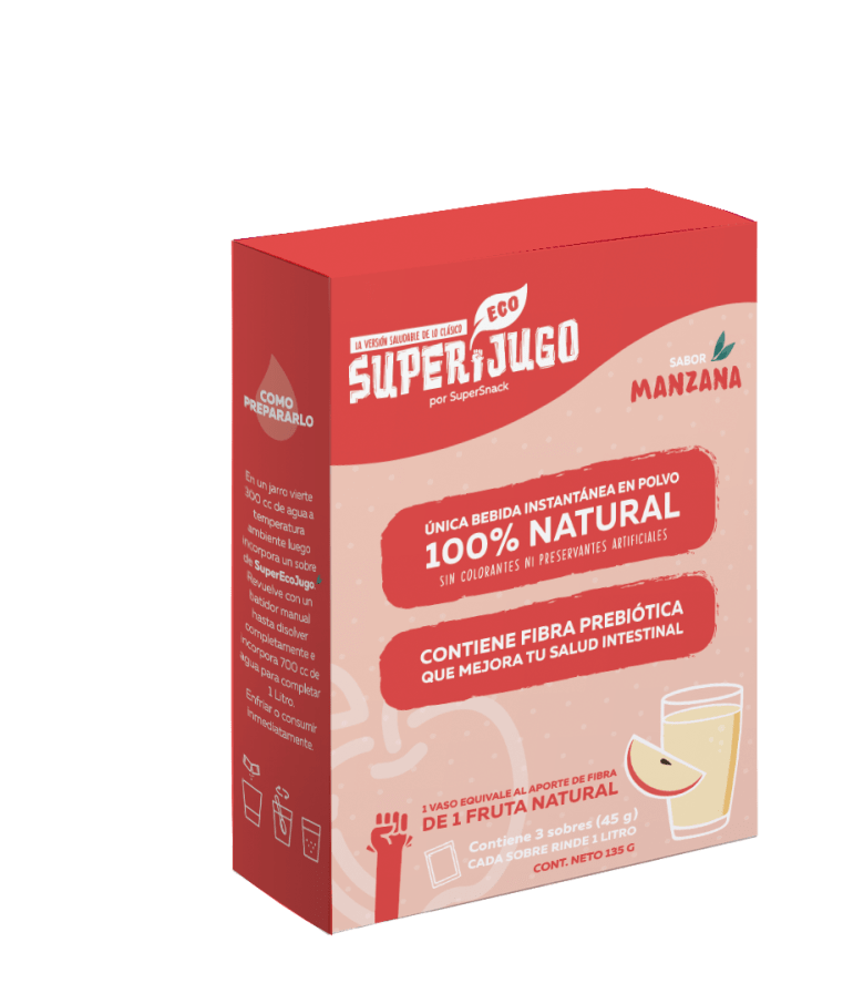 Super jugo bebida instantanea sabor manzana 135 gramos Marca Supersnack