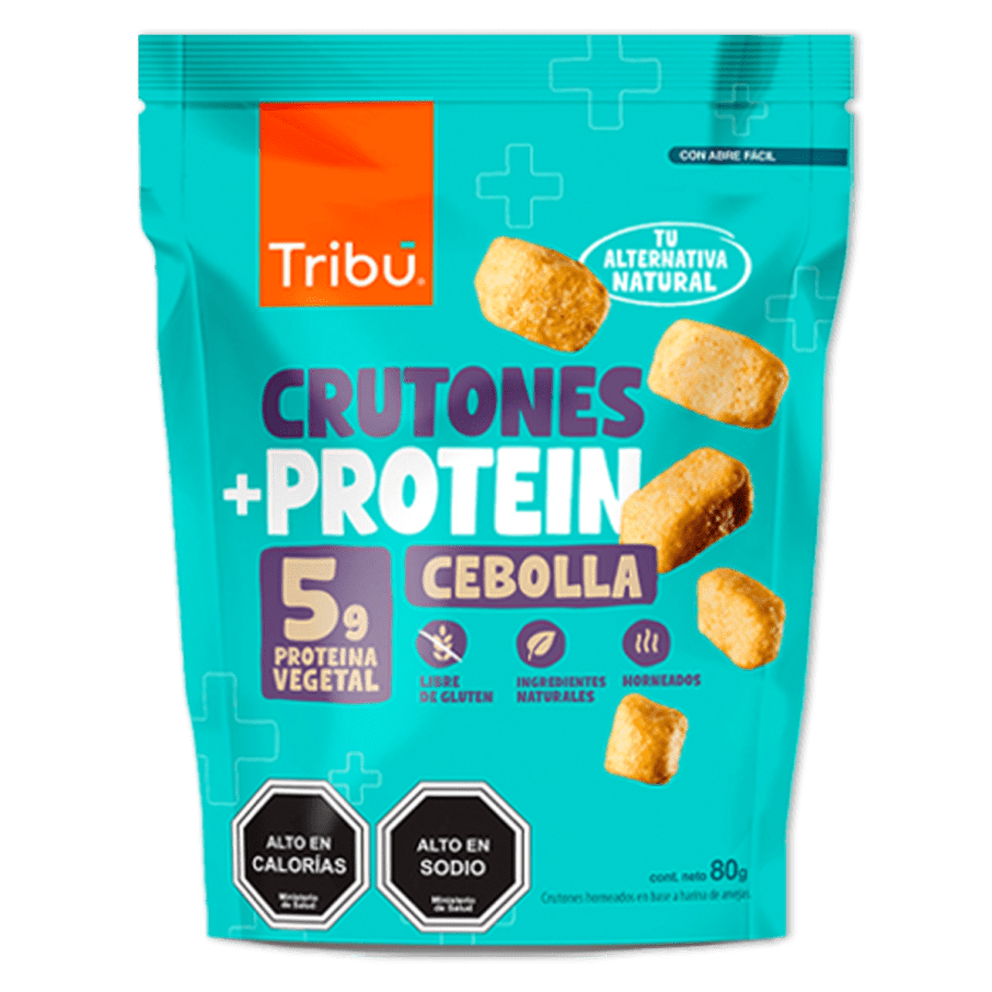 Caja crutones protein cebolla 15 unidades de 80 gramos Marca Tribu